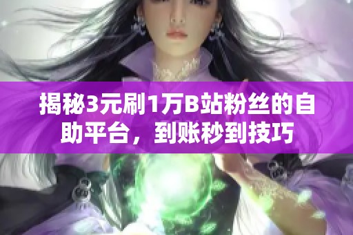 揭秘3元刷1万B站粉丝的自助平台,到账秒到技巧 揭秘3元刷1万B站粉丝的自助平台,到账秒到技巧