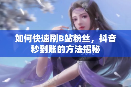 如何快速刷B站粉丝,抖音秒到账的方法揭秘 如何快速刷B站粉丝,抖音秒到账的方法揭秘