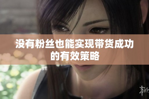 没有粉丝也能实现带货成功的有效策略 没有粉丝也能实现带货成功的有效策略