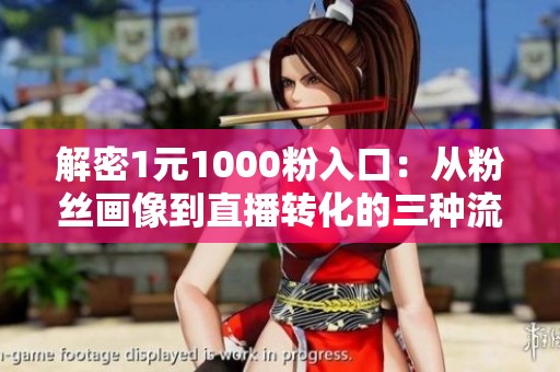 解密1元1000粉入口：从粉丝画像到直播转化的三种流量层级解析