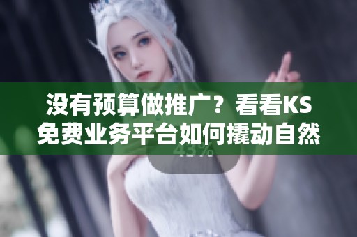 没有预算做推广?看看KS免费业务平台如何撬动自然流量 没有预算做推广?看看KS免费业务平台如何撬动自然流量