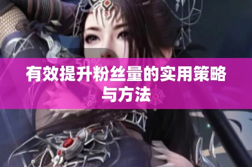 有效提升粉丝量的实用策略与方法