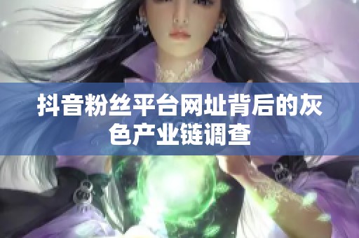 抖音粉丝平台网址背后的灰色产业链调查