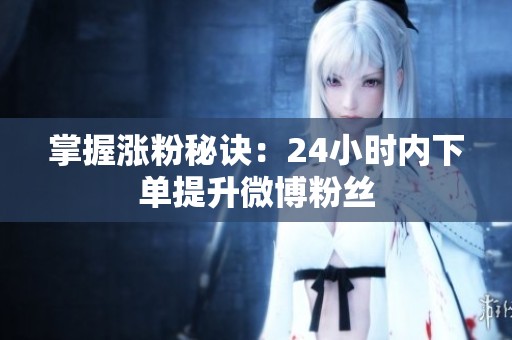 掌握涨粉秘诀:24小时内下单提升微博粉丝 掌握涨粉秘诀:24小时内下单提升微博粉丝