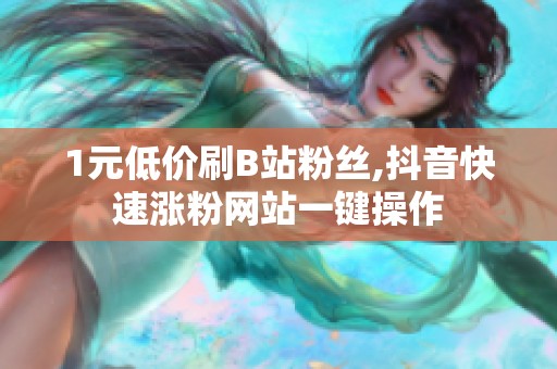 1元低价刷B站粉丝,抖音快速涨粉网站一键操作 1元低价刷B站粉丝,抖音快速涨粉网站一键操作