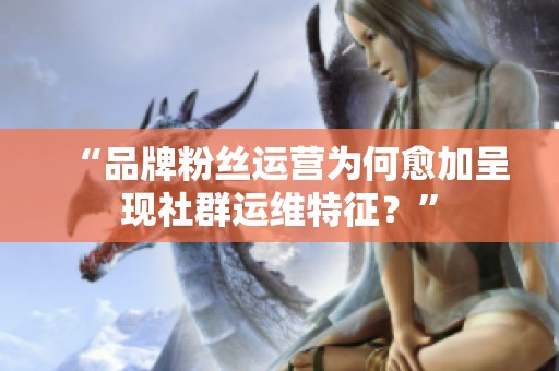 “品牌粉丝运营为何愈加呈现社群运维特征?” “品牌粉丝运营为何愈加呈现社群运维特征?”