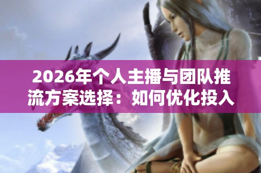 2026年个人主播与团队推流方案选择：如何优化投入产出比？