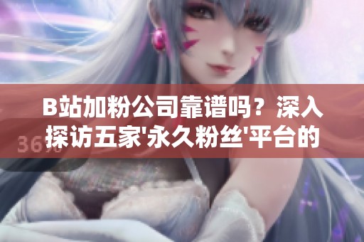B站加粉公司靠谱吗？深入探访五家\'永久粉丝\'平台的真实交付质量解析